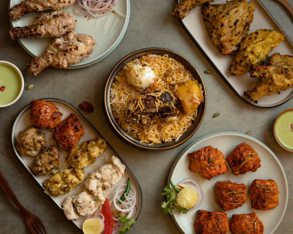 Haji Ali mixed kebab platter with biryani and grilled Indian kebabs